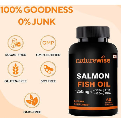 Naturewise Salmon Fish Oil 1250mg Softgel Capsule (60 Each)