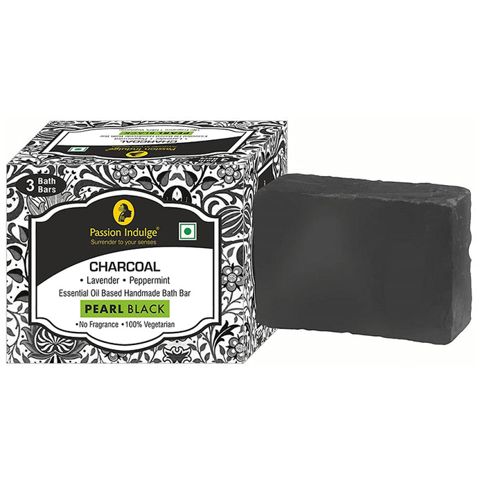 Passion Indulge Charcoal Pearl Black Handmade Bath Bar (100gm Each) - Classic Derma