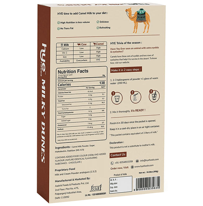 Hye Foods Milky Dunes Camel Milk | Flavour Bourbon Chocolate