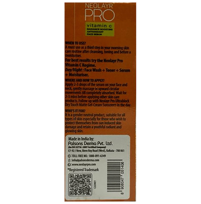 Neolayr Pro Vitamin C Radiance Boosting Antioxidant Face Serum