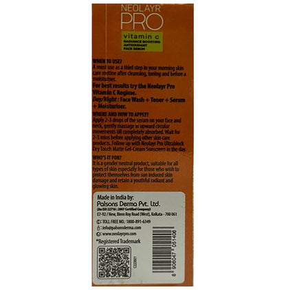 Neolayr Pro Vitamin C Radiance Boosting Antioxidant Face Serum