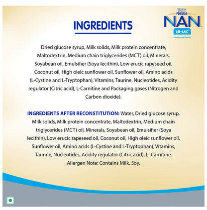 Nestle NAN LO-LAC, Baby Milk Powder For Infants From Birth Onwards Powder