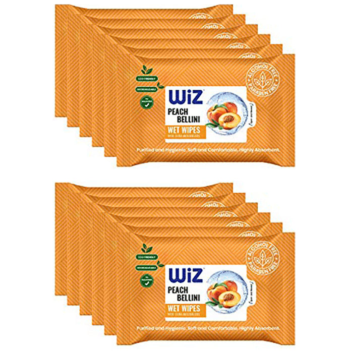 Wiz Peach Bellini Wet Wipes (25 Each) - Classic Derma