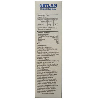 Netlam Melatonin Oral Spray