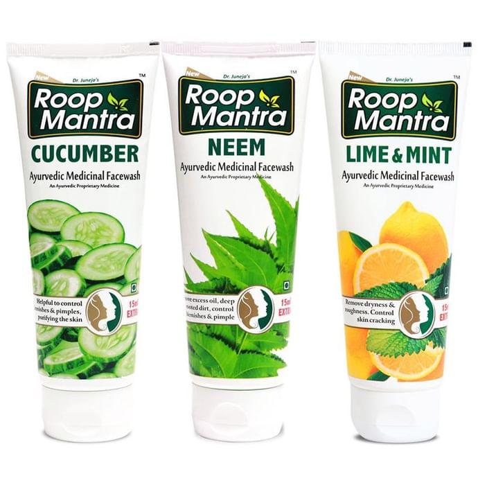 Roop Mantra Combo Pack of Cucumber Face Wash, Neem Face Wash & Lime Mint Face Wash (50ml Each) - Classic Derma