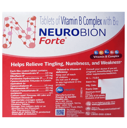 Neurobion Forte Tablet with Vitamin B12 | Helps Manage Numbness and Tingling Sensation Tablet