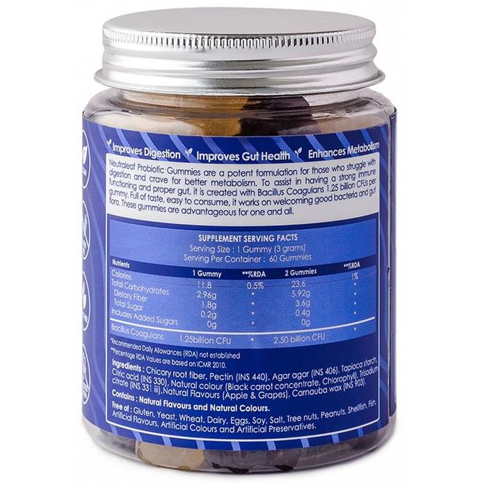 NeutraLeaf Probiotic Gummies with Bacillus Coagulans Apple & Grapes
