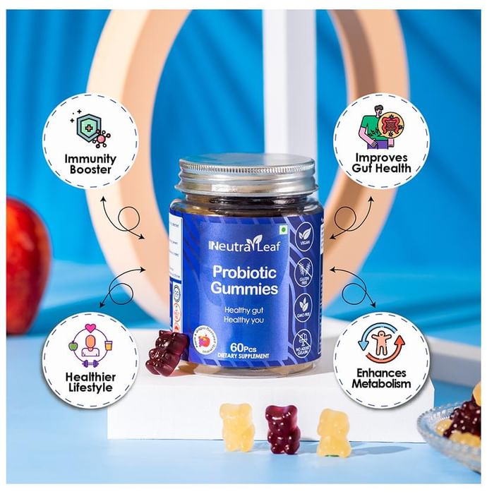 NeutraLeaf Probiotic Gummies with Bacillus Coagulans Apple & Grapes