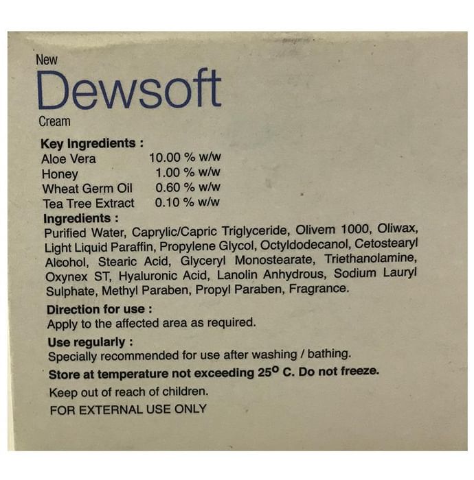 New Dewsoft Nutrient Rich Moisturiser Cream | With Aloe Vera, Honey & Tea Tree Extract