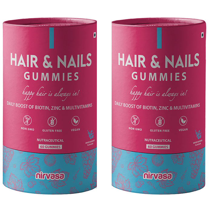 Nirvasa Hair & Nails Gummies (60 Each) - Classic Derma
