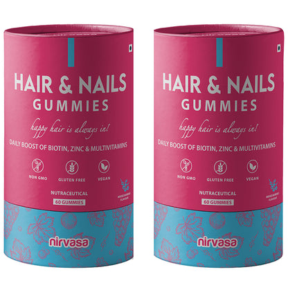 Nirvasa Hair & Nails Gummies (60 Each) - Classic Derma