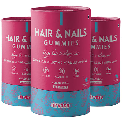 Nirvasa Hair & Nails Gummies (60 Each) - Classic Derma