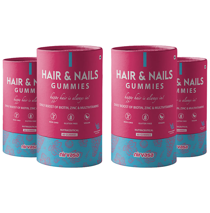 Nirvasa Hair & Nails Gummies (60 Each) - Classic Derma