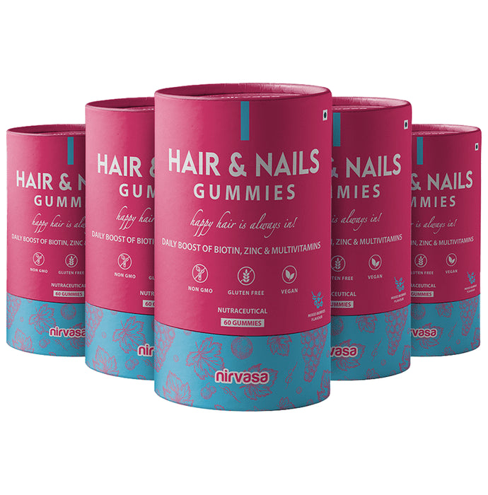 Nirvasa Hair & Nails Gummies (60 Each) - Classic Derma