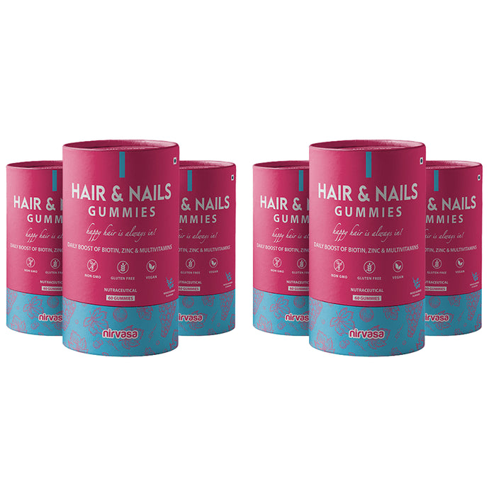 Nirvasa Hair & Nails Gummies (60 Each) - Classic Derma
