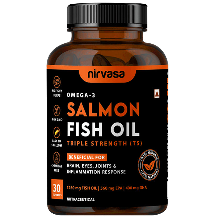 Nirvasa Omega-3 Salmon Fish Oil Triple Strength (TS) Softgels - Classic Derma