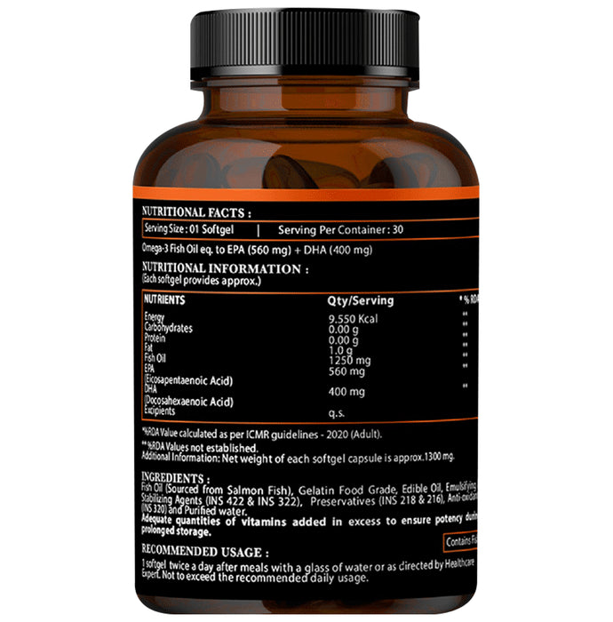 Nirvasa Omega-3 Salmon Fish Oil Triple Strength (TS) Softgels