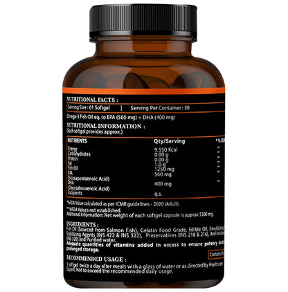 Nirvasa Omega-3 Salmon Fish Oil Triple Strength (TS) Softgels