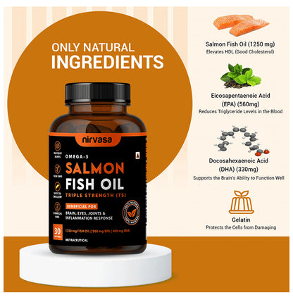 Nirvasa Omega-3 Salmon Fish Oil Triple Strength (TS) Softgels