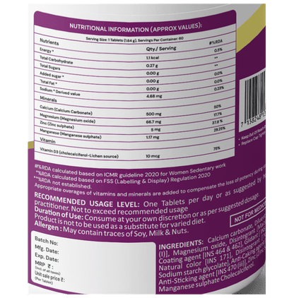 Nirviyu Advance Calcium With Vitamin D3, Zinc & Magnesium Tablet (60 Each)