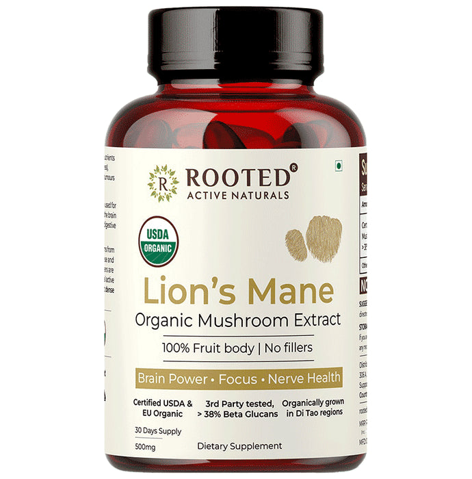 Rooted Active Naturals Lions Mane Organic Mushroom Extract Capsule - Classic Derma