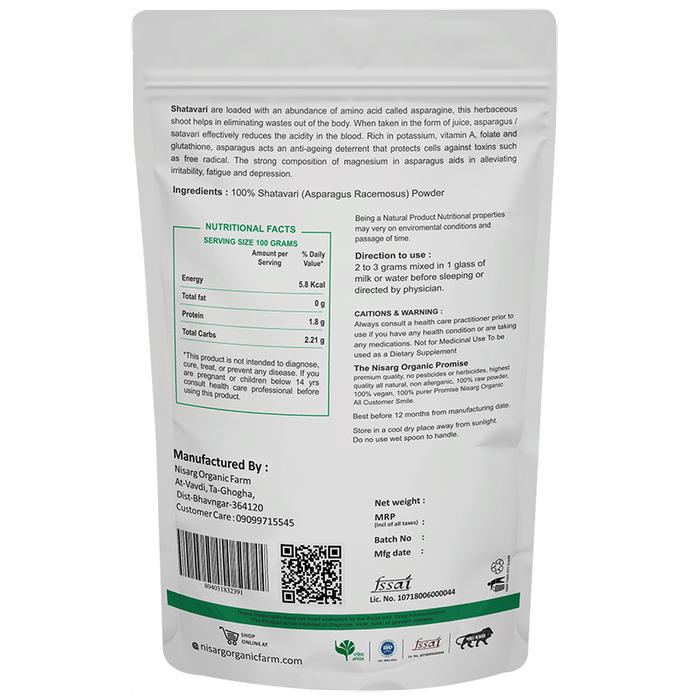 Nisarg Organic Farm Premium Quality Shatavari Powder