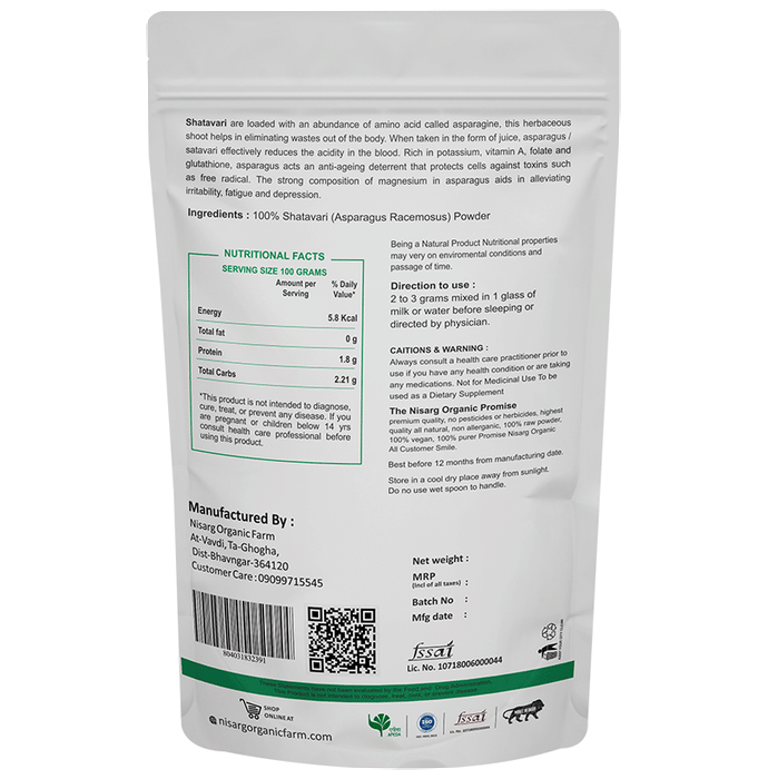 Nisarg Organic Farm Premium Quality Shatavari Powder