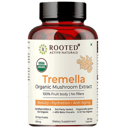 Rooted Active Naturals Tremella Organic Mushroom Extract Capsule - Classic Derma