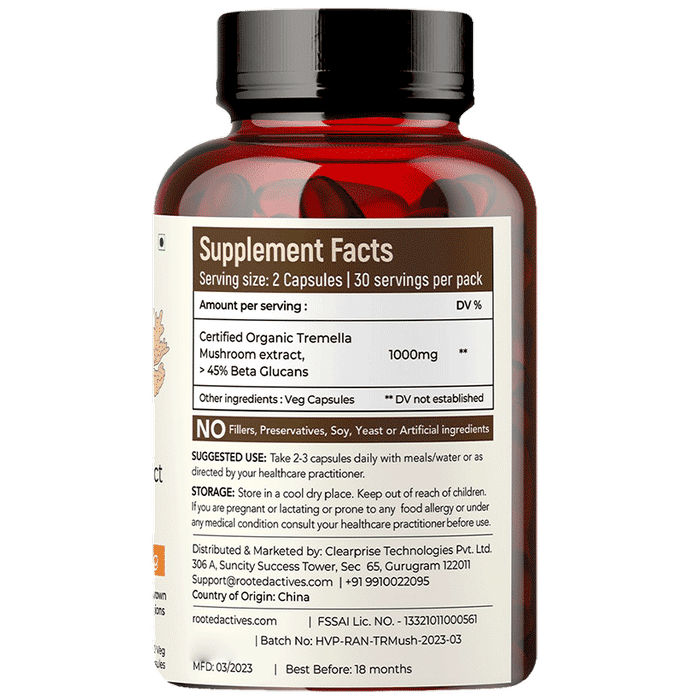 Rooted Active Naturals Tremella Organic Mushroom Extract Capsule