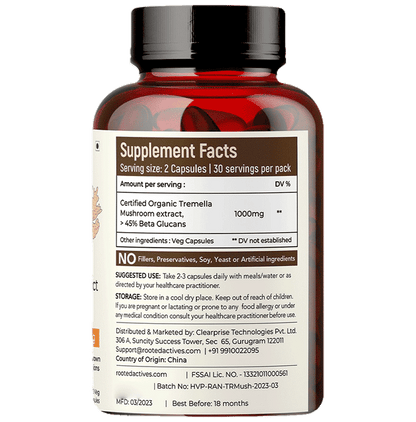 Rooted Active Naturals Tremella Organic Mushroom Extract Capsule
