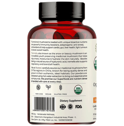 Rooted Active Naturals Tremella Organic Mushroom Extract Capsule