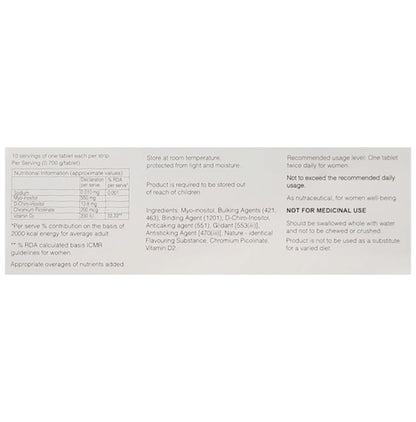 Normoz Tablet with Myo-Inositol, D-Chiro-Inositol, Chromium & Vitamin D2