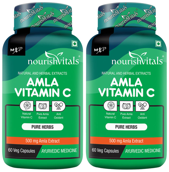 NourishVitals Amla Vitamin C 500mg Veg Capsule (60 Each) - Classic Derma