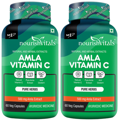 NourishVitals Amla Vitamin C 500mg Veg Capsule (60 Each) - Classic Derma