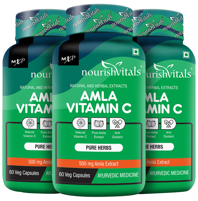 NourishVitals Amla Vitamin C 500mg Veg Capsule (60 Each) - Classic Derma