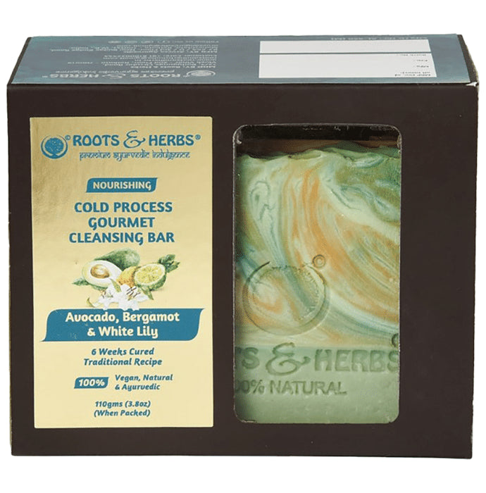 Roots and Herbs Cold Process Gourmet Cleansing Bar Avocado, Bergamot & White Lily - Classic Derma