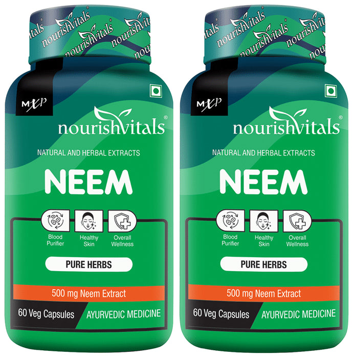 NourishVitals Neem 500mg Veg Capsule (60 Each) - Classic Derma