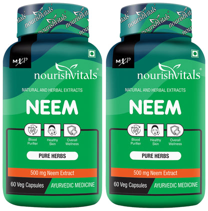NourishVitals Neem 500mg Veg Capsule (60 Each) - Classic Derma
