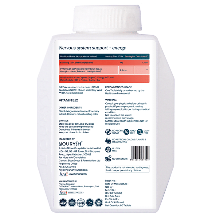 Nourysh Vitamin B12 (Methylcobalamin) 1500 mcg (Methylcobalamin) Tablet