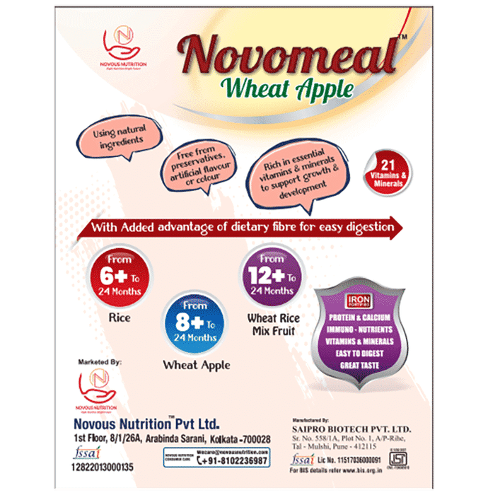 Novomeal Novomeal Wheet Apple Powder for 8+ Months