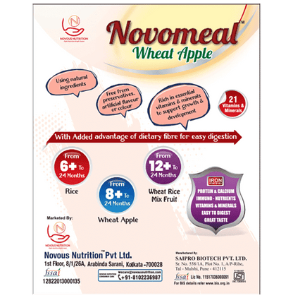 Novomeal Novomeal Wheet Apple Powder for 8+ Months