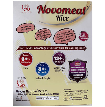 Novomeal Rice Baby Cereal with Milk for 6+ Months