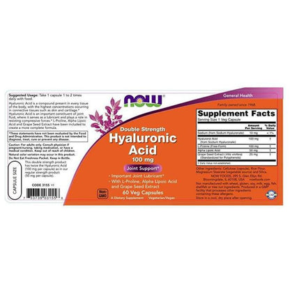 Now Foods Hyaluronic Acid 100mg Capsule