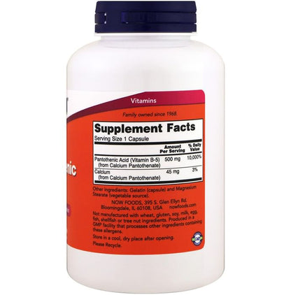 Now Foods Pantothenic Acid 500mg Capsule