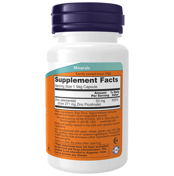 Now Foods Zinc Picolinate 50mg Veg Capsule