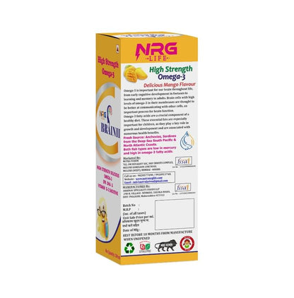 NRG Life Brainii High Strength Omega 3 Syrup (200ml Each) Mango