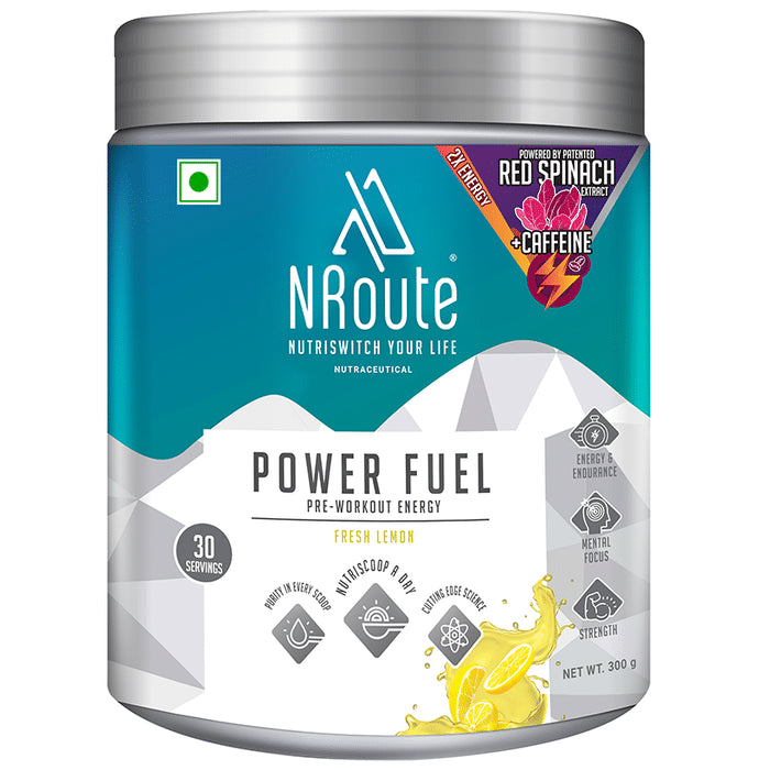 Nroute Power Fuel Pre-Workout Energy Powder Fresh Lemon - Classic Derma