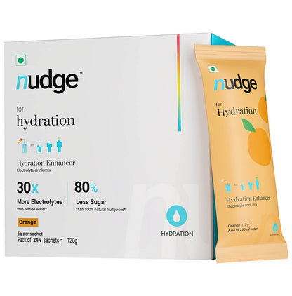 Nudge Combo Pack of Hydration Enhancer Sachet Orange Flavour & Lemon Flavour (24 Each)