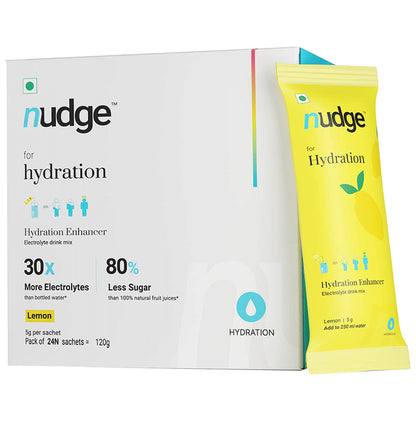 Nudge Hydration Enhancer Sachet for Daily Hydration & Energy Boost (5gm Each) Lemon - Classic Derma