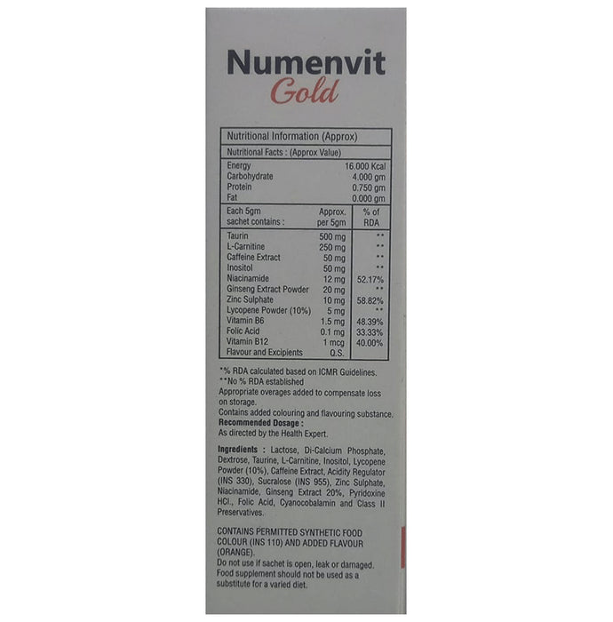 Numenvit Gold Sachet Orange Sugar Free
